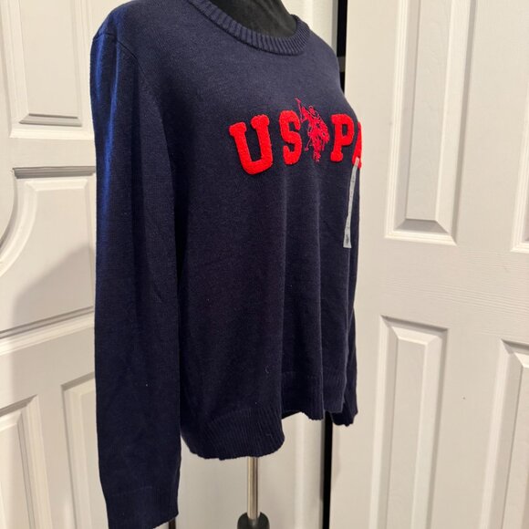 US Polo Association USPA Logo Crew Neck NWT Blue Sweater Women's XL Retail $60 - Picture 5 of 7